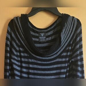 Guess Cowl Neck Striped Top, XL (PTP=14")